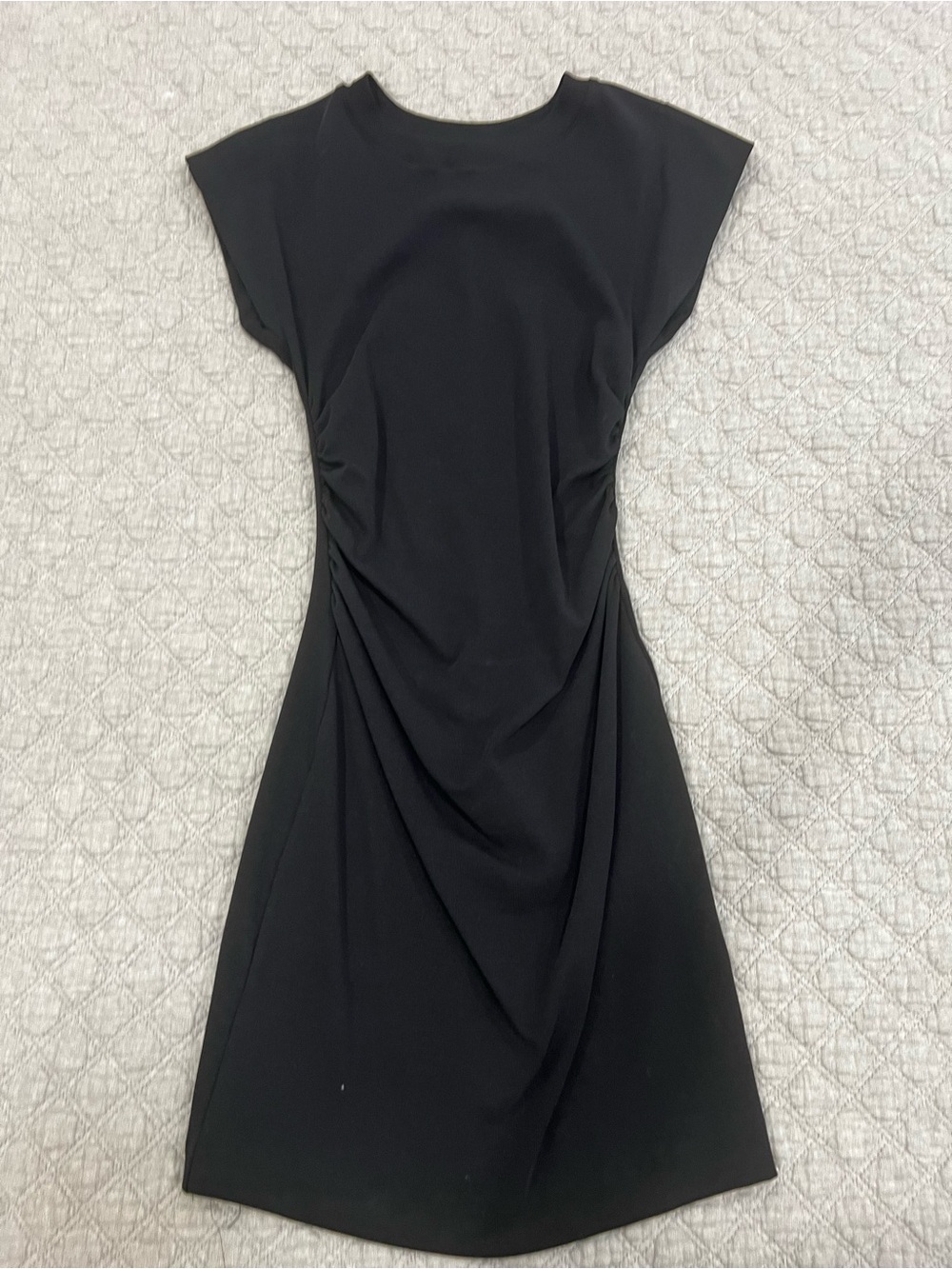 Zara Black Ruched Cap-Sleeve Mini Dress